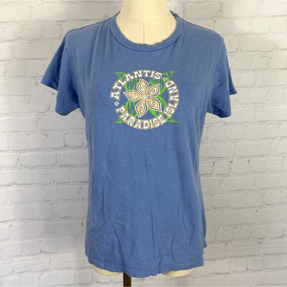 ⭐ 3/$15 Atlantis By Camp David Blue Paradise Island Floral Graphic Tee L - Picture 1 of 7